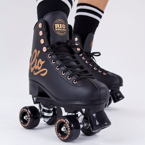 RIO Roller RIO Roller 運動戶外‧Rose系列皮鞋款滾軸溜冰鞋 - 黑金