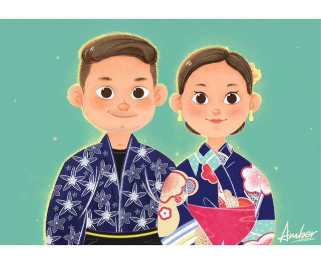 デジタル】結婚式の瞬間を記録 手描きイラスト オーダーメイド風 顔描きの結婚式写真 絵本風 ウェディングギフト - ショップ Amber徐一スタジオ  似顔絵・イラスト・挿絵 - Pinkoi