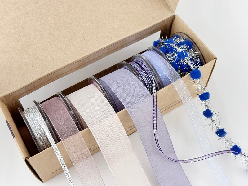 Mist Silver star space ribbon bronzing storage gift box/7 pieces - วัสดุห่อของขวัญ - เส้นใยสังเคราะห์ หลากหลายสี