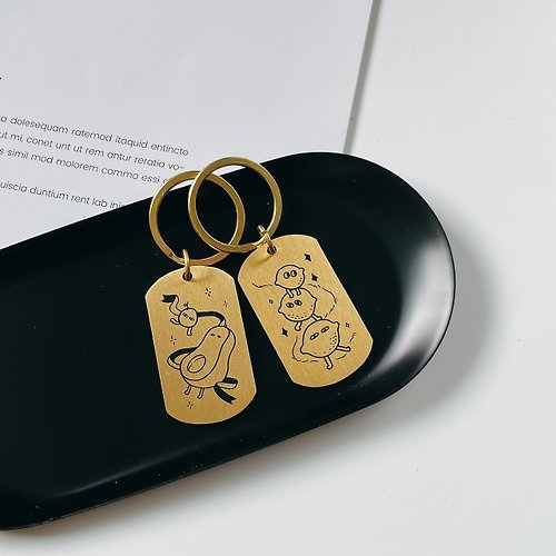 金雀文創禮品 【快速出貨】客製化 黃銅軍牌造型吊飾 鑰匙圈 復古感 吊飾設計