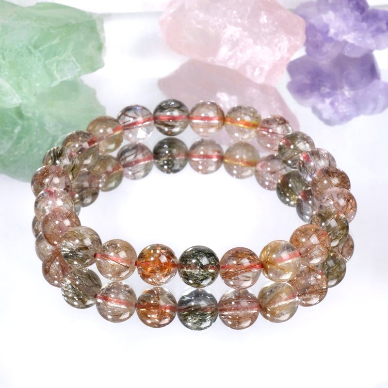 #299One picture one thing//8.5mm colored hair crystal crystal bracelet with high transparency and multiple mines to ensure safety - Bracelets - Crystal Multicolor