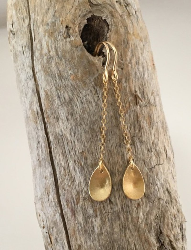 Sandy Gold Drops ◇ K14GF Earrings / Clip-On - ต่างหู - โลหะ 