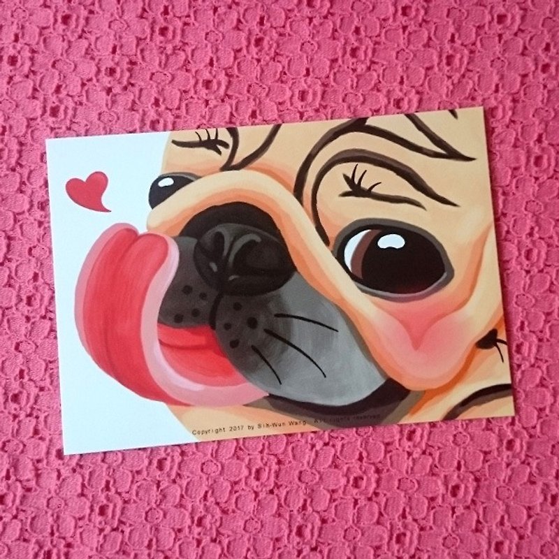 Pug Postcard-I LOVE YOU - Cards & Postcards - Paper White
