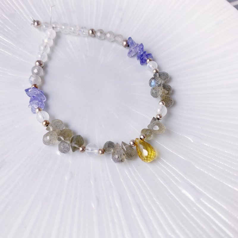 MH純銀天然石_記憶花園_黃水晶 - 手鍊/手環 - 半寶石 灰色