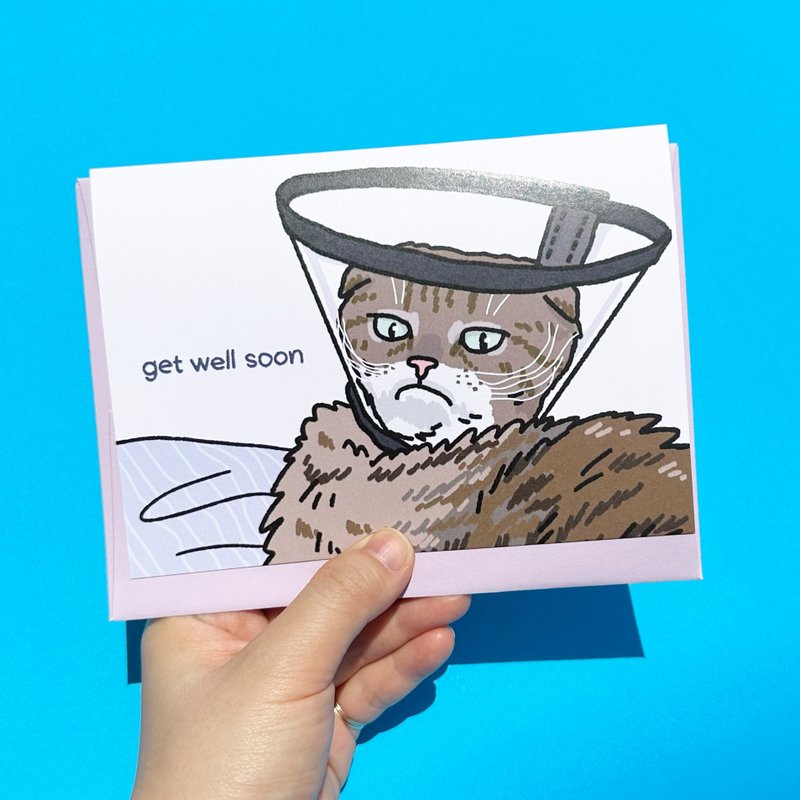 Greeting Card - Get Well Soon funny cat encouragement sympathy card - 卡片/明信片 - 紙 