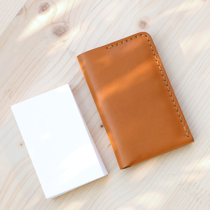 Straight Business Card Holder -- Camel Yellow - Card Holders & Cases - Genuine Leather Orange
