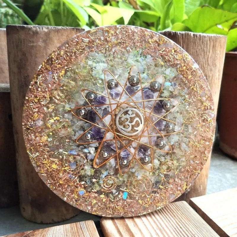 OM 十二芒星奧剛能量盤 - 擺飾/家飾品 - 水晶 綠色