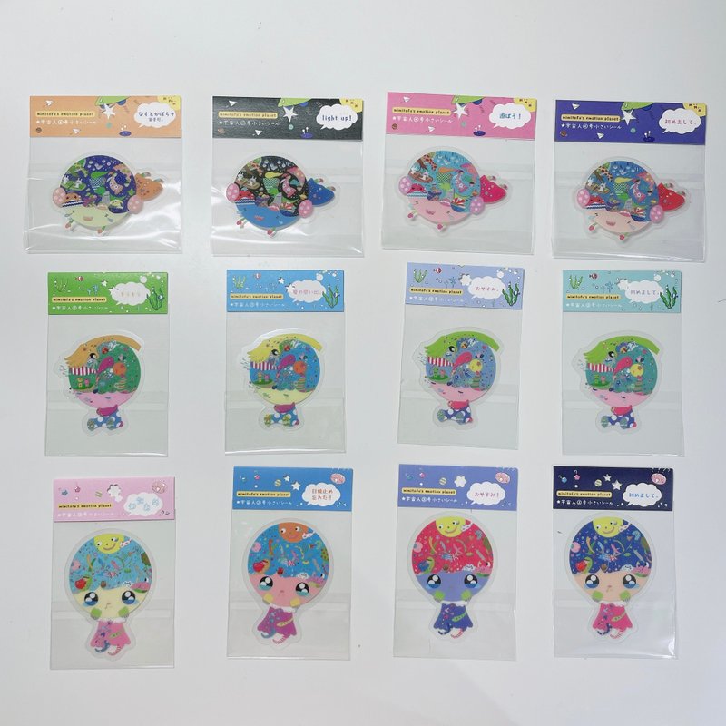 mimitofu's emotion planet 外星人小貼紙全套12張 - 貼紙 - 塑膠 多色