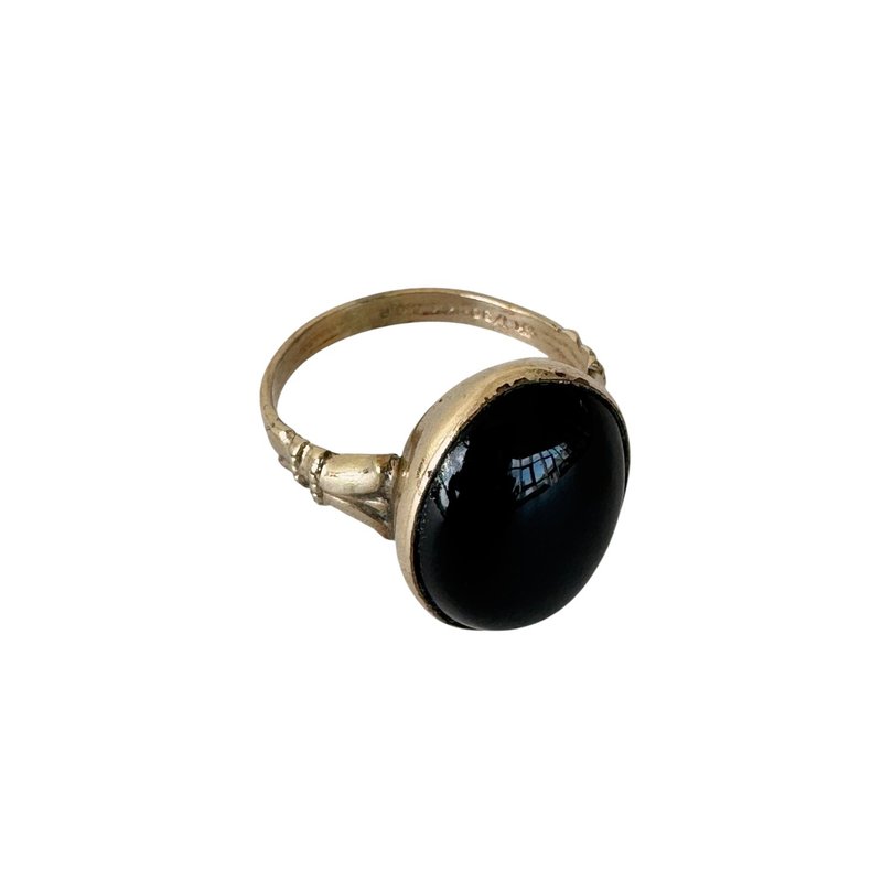 Vintage Uncas Ring with Natural Black Onyx 14K RGF Rolled Gold Filled - 戒指 - 玫瑰金 黑色
