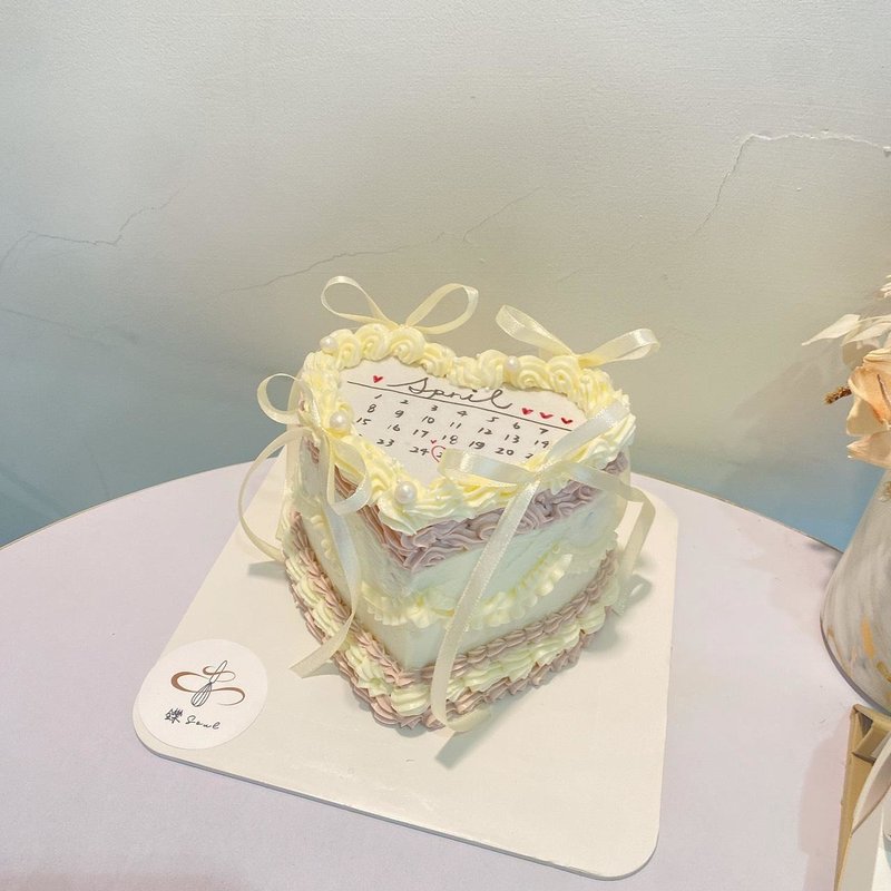 白色愛心緞帶 燃燒蛋糕 紀念日 愛心蛋糕 客製化 鑠甜點 生日蛋糕 - 蛋糕/甜點 - 新鮮食材 
