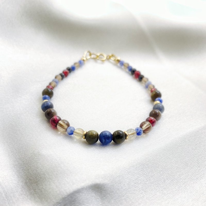 Starry Sky | Stone Bracelet 14KGFx Stone x Blue Point Stone x Black Spinel x Silver Stone x Gold Stone - Bracelets - Crystal Multicolor