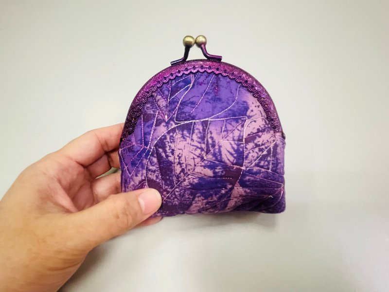 kiss lock bag - Coin Purses - Cotton & Hemp Purple