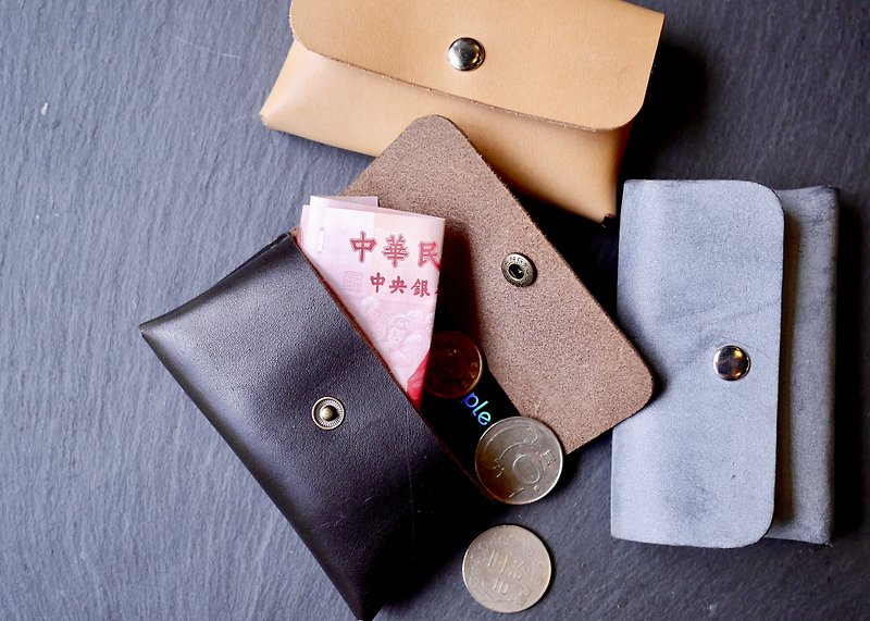 Multifunctional leather hand-sewn wallet purse business card holder - Coin Purses - Genuine Leather Multicolor