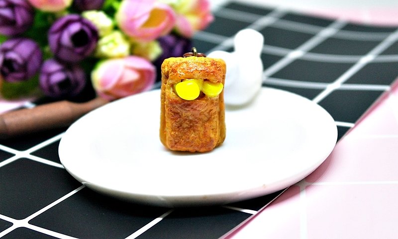 ➽粘土シリーズ - 私はアップルパイが大好き - キーリング//装飾品バッグアクセサリー####ギフト - キーホルダー・キーケース - 粘土 オレンジ