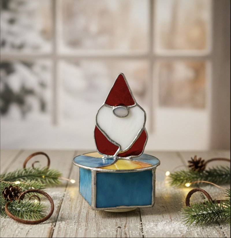 玻璃童話 | 聖誕老人旋轉音樂盒 - 擺飾/家飾品 - 玻璃 多色