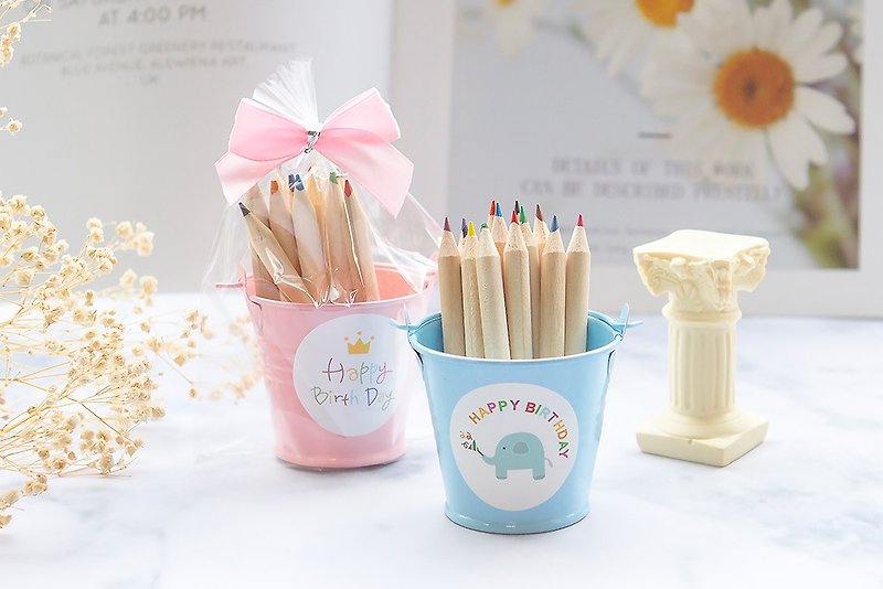 Birthday sharing small gift- | Iron bucket | 12 color pencils (2 colors can be selected) school stationery - ดินสอ - วัสดุอื่นๆ หลากหลายสี