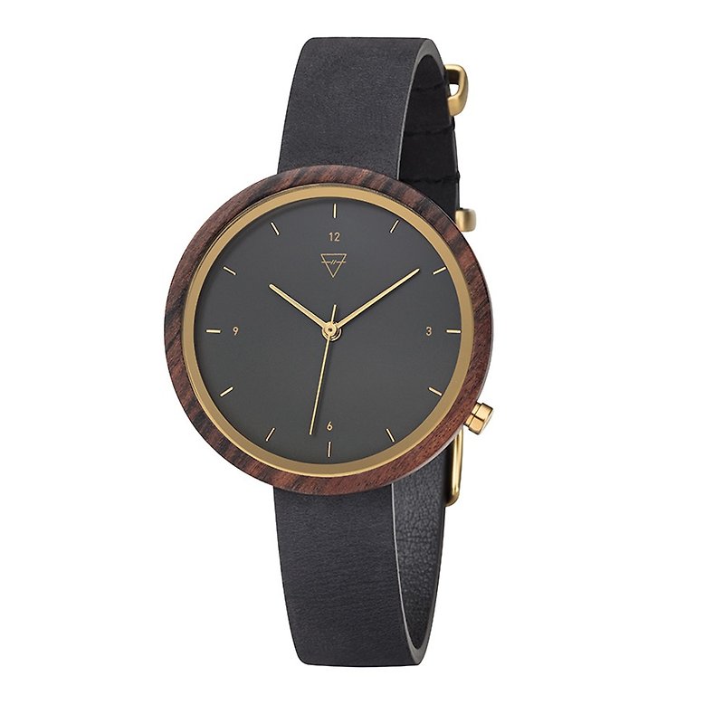 KERBHOLZ - Wood Watch - HILDE - Sandalwood - Night Black (female) (36mm) - นาฬิกาผู้หญิง - ไม้ สีนำ้ตาล