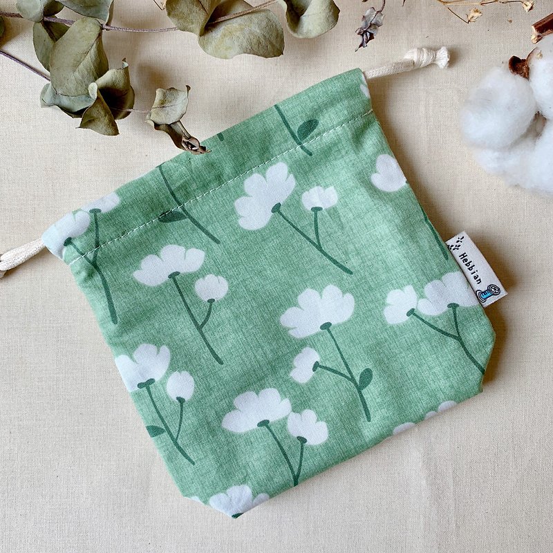 四季之夏 (綠)  - 束口袋 | 海柏手作 - 化妝袋/收納袋 - 棉．麻 綠色