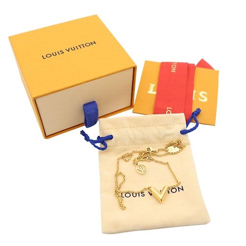 LOUIS VUITTON Necklace M61083 Essential V Gold Plated gold Women
