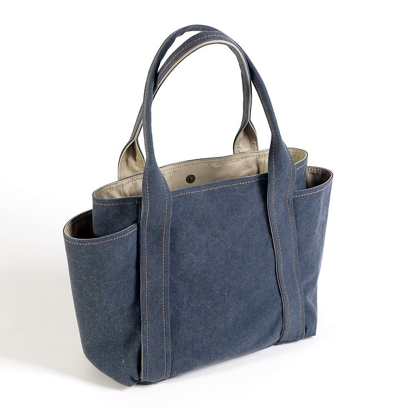 Magnetic button / washable canvas universal tool bag - gray blue (medium) - กระเป๋าแมสเซนเจอร์ - ผ้าฝ้าย/ผ้าลินิน สีน้ำเงิน