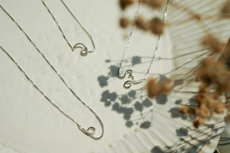 Linear writing series—a e - Necklaces - Sterling Silver Silver