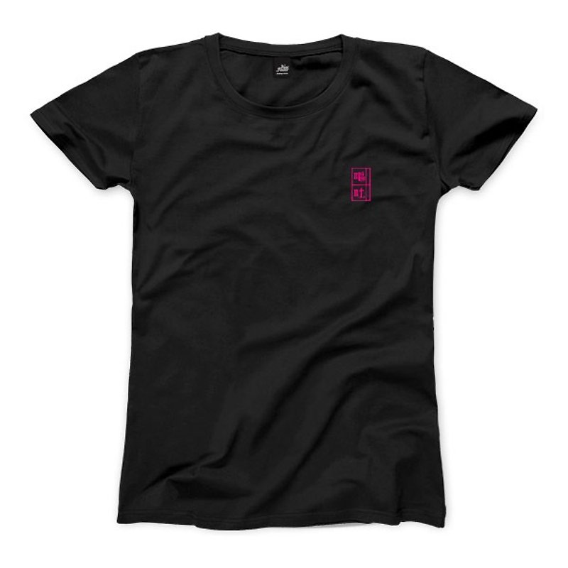 小嘔吐 - 黒のピンクの手紙 - 女性のTシャツ - Tシャツ - コットン・麻 