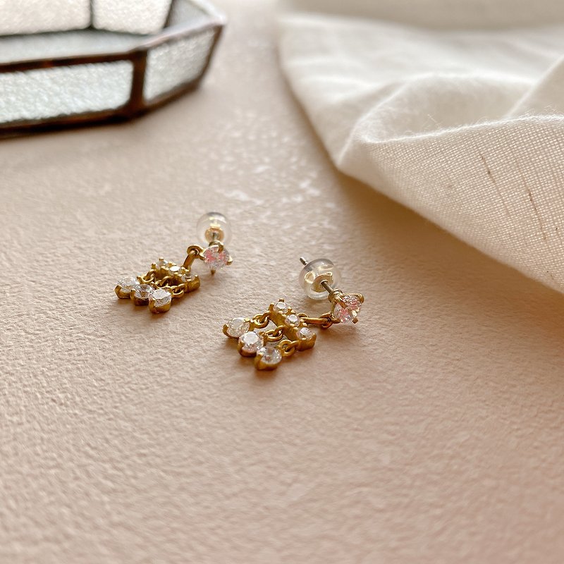 Wishes-Brass zircon earrings - Earrings & Clip-ons - Copper & Brass Gold