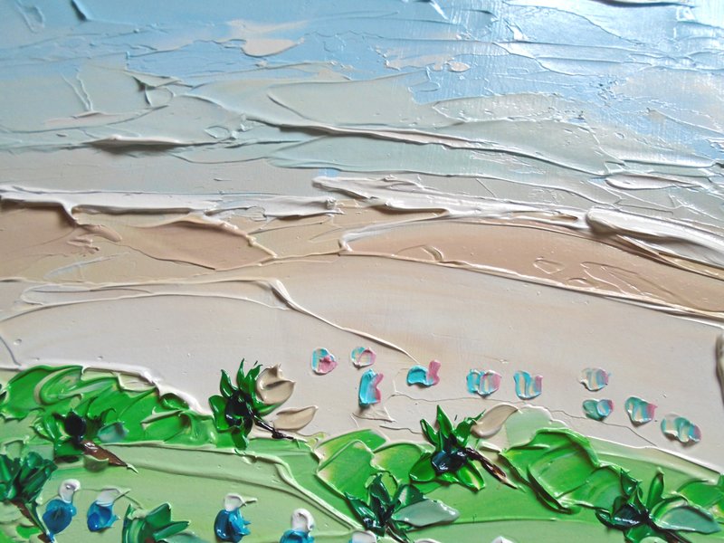 Hawaii Beach Painting Landscape Wave Ocean Original Oil Art - 海報/掛畫/掛布 - 紙 多色