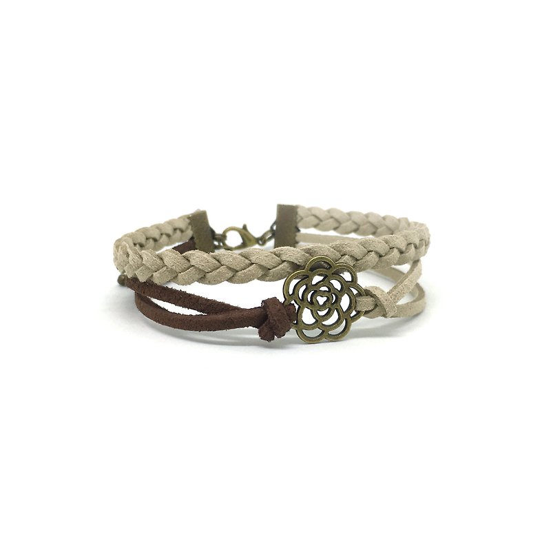 Handmade Double Braided Rose Bracelets – vintage brown  limited - Bracelets - Other Materials Khaki