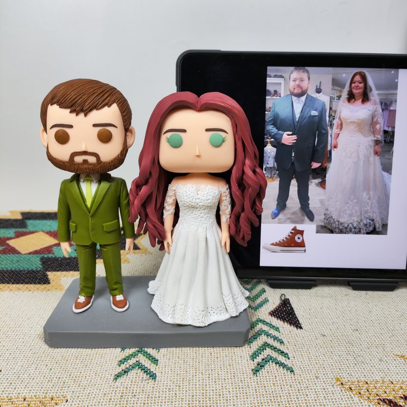 客製化3D人像公仔 訂製手工Funko Pop情侶父母夫妻結婚週年禮物 - 公仔/玩偶 - 黏土 多色