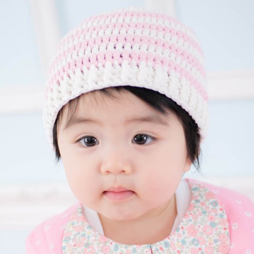 Cutie Bella 美好生活精品館 Cutie Bella手工編織帽Stripe-Cream/Pink