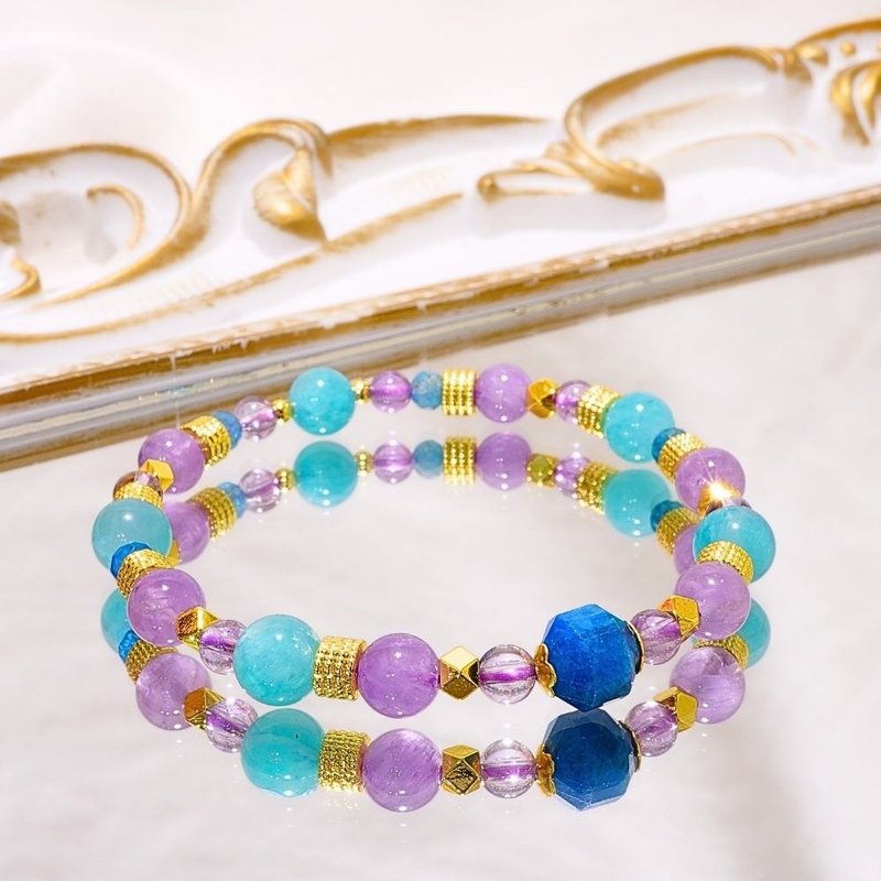 Leisurely Moments/ Stone Stone Amethyst/Natural Crystal Bracelet/Blending with Time - สร้อยข้อมือ - คริสตัล สีม่วง