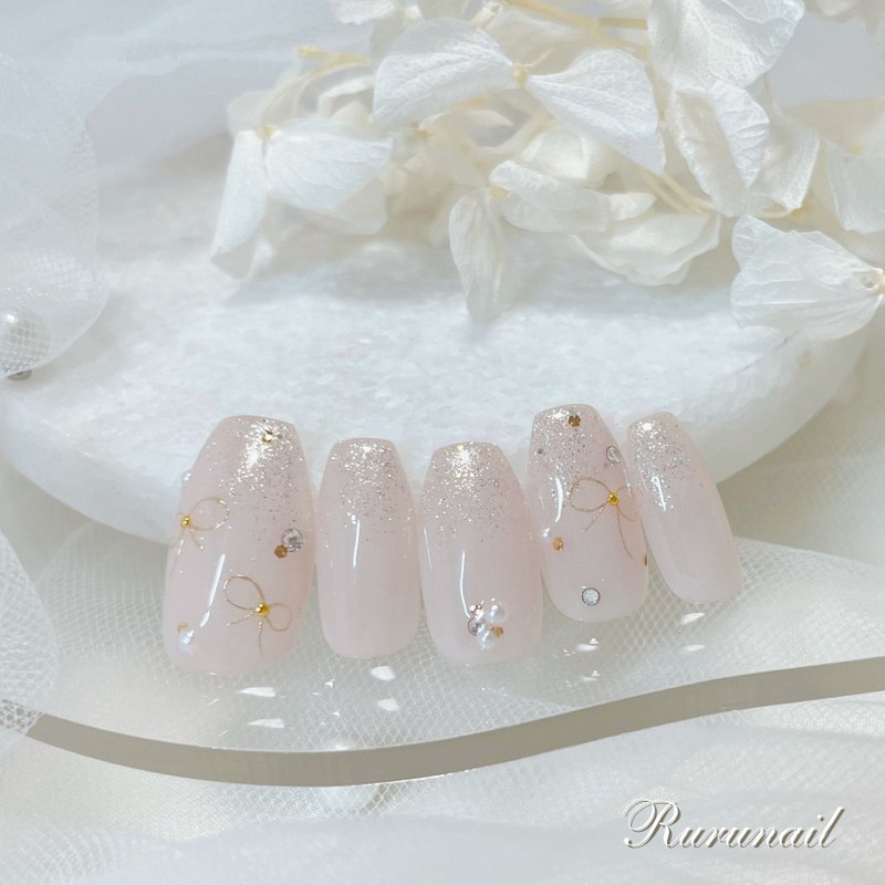 Nail Tip / weddingnails/ribbon/graduation / Size Specific Order - Nail Polish & Acrylic Nails - Resin Pink