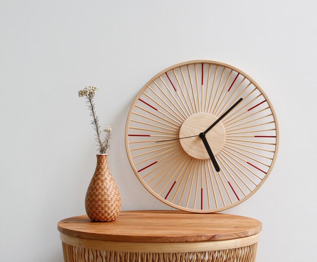 バンブーウォールクロック/Bamboo wall clock/壁掛け時計 Bamboo Wall Clock, Zen Clock, Handcrafted Bamboo Clock
