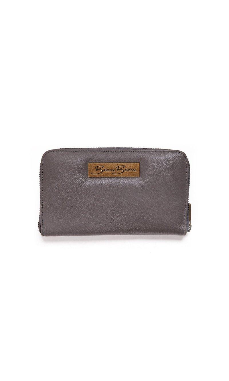 CAMILE gray long zippered cowhide wallet - Card Holders & Cases - Genuine Leather Gray