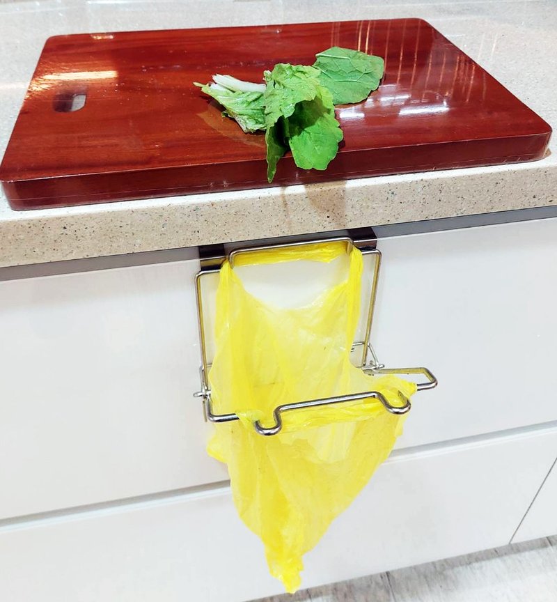 Stainless Steel Cabinet Garbage Bag Hanger No Drilling Door Back Garbage Bag Rack 304 Stainless Steel - ชั้นวาง/ตะกร้า - สแตนเลส สีเงิน