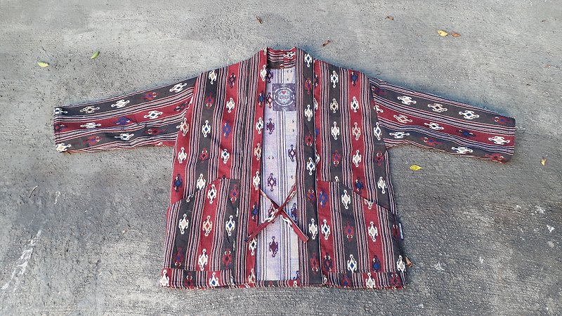 AMIN'S SHINY WORLD handmade KIMONO Indian totem jacquard full version blouse coat - Men's Coats & Jackets - Cotton & Hemp Multicolor