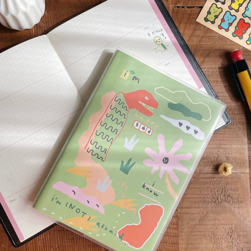 Macaron toe picture and text pocket book, timeless perpetual calendar, matte cover | Spring of the Tyrannosaurus Rex - สมุดบันทึก/สมุดปฏิทิน - กระดาษ สีเขียว