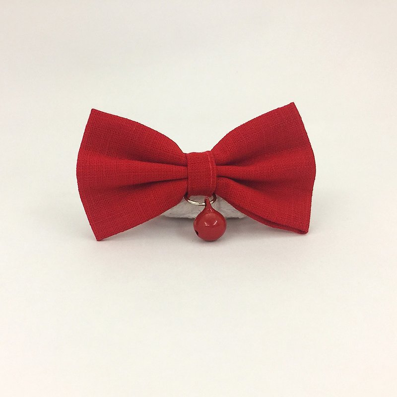 [Festival limited] red bow pet decorative collar cat small dog - Collars & Leashes - Cotton & Hemp Red