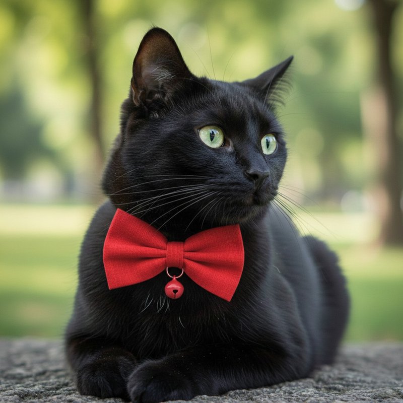 [Festival Limited Edition] Red Bow Pet Decorative Collar for Cats and Small Dogs - ปลอกคอ - ผ้าฝ้าย/ผ้าลินิน สีแดง