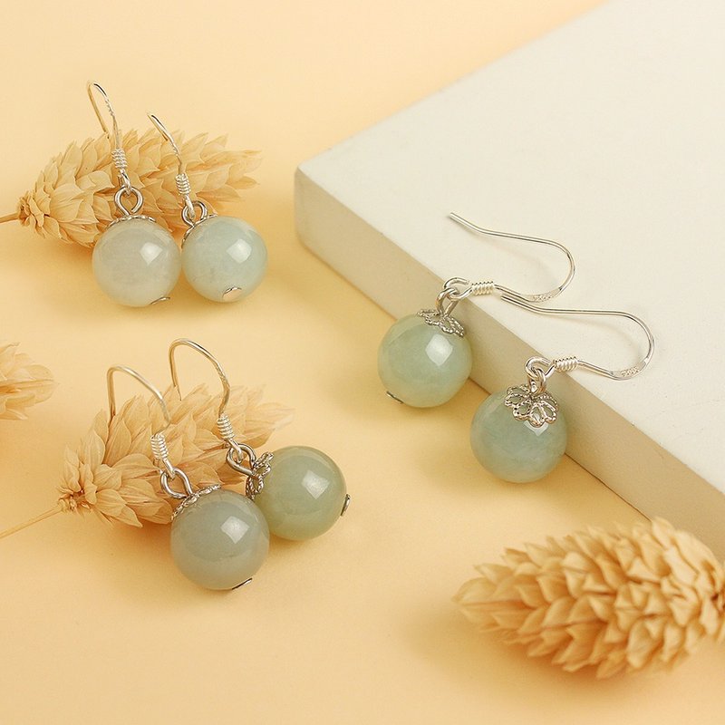 Natural Jade Classic Ball Earrings - Earrings & Clip-ons - Jade Green