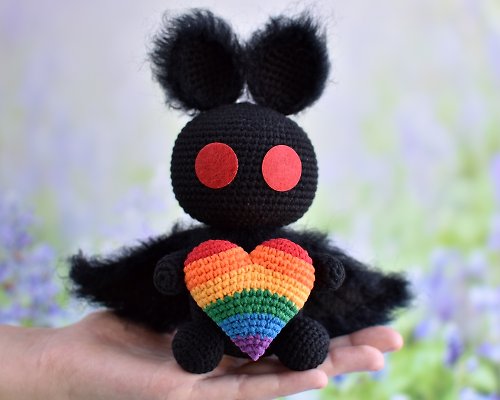 Sweet sweet heart LGBTQ Mothman Plush / Cryptozoology / Gift for gay friend / Pride stuffed animal