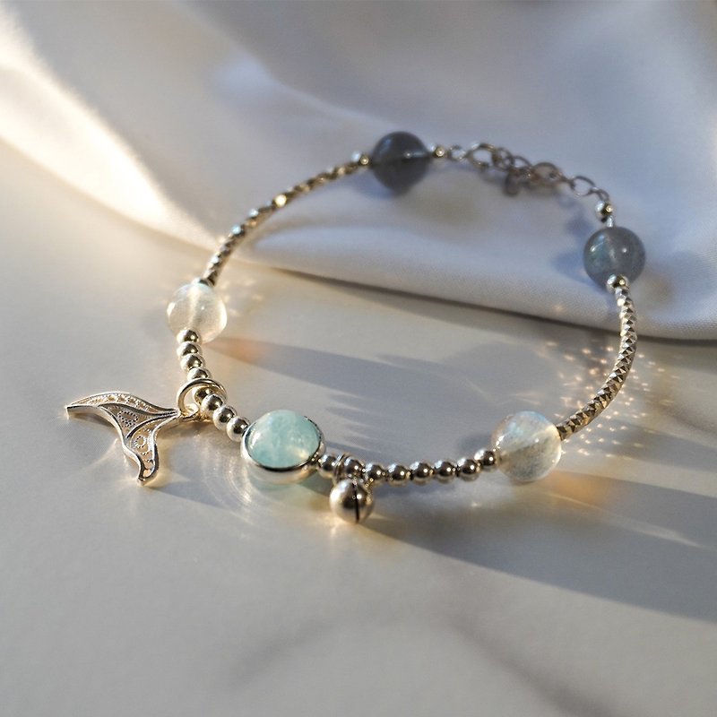 Hyacinth Aquamarine Moon Stone Mermaid Crystal Bracelet - สร้อยข้อมือ - คริสตัล 