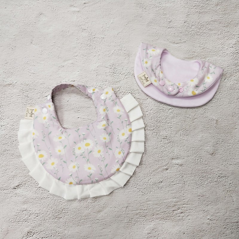 Baby bib saliva towel lotus leaf pocket round pocket Miyue gift box - ผ้ากันเปื้อน - ผ้าฝ้าย/ผ้าลินิน สีม่วง