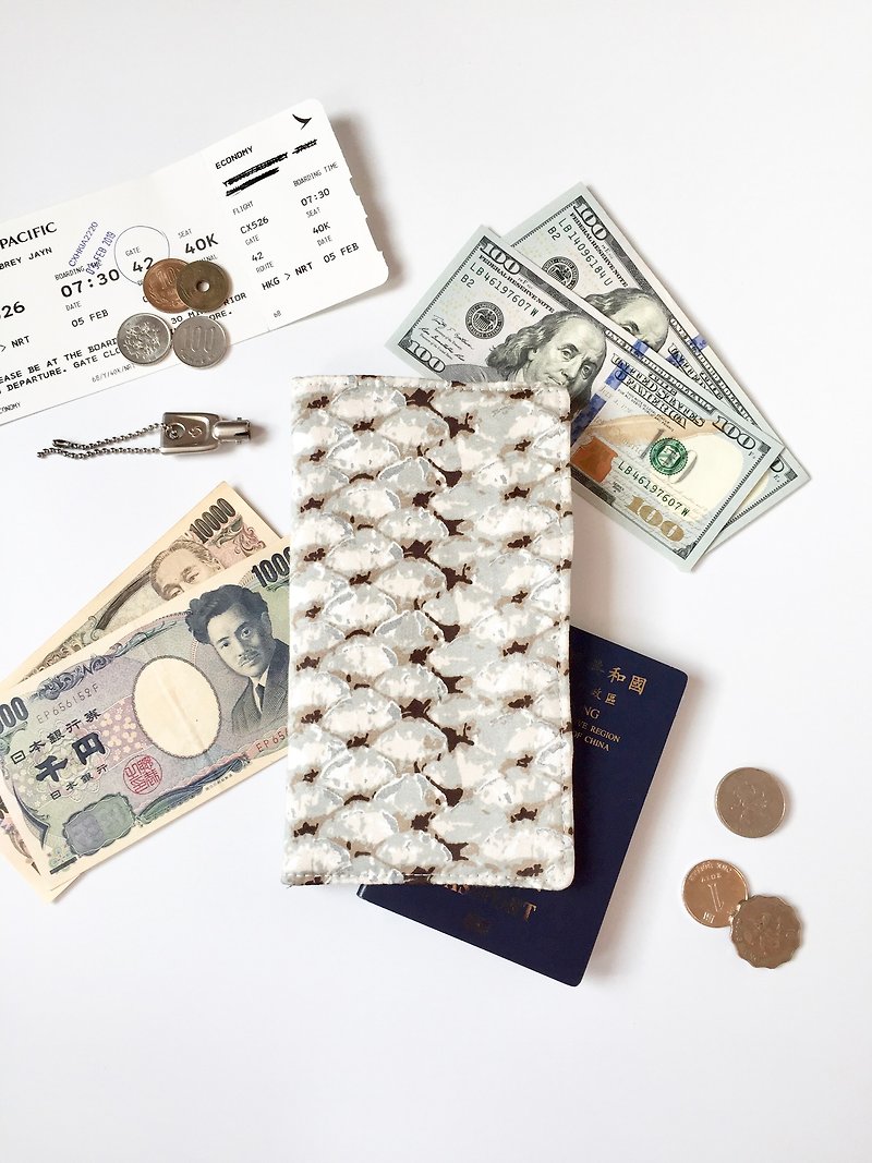 Functional travel wallet with fabric lining. Invisible magnets to close. - Passport Holders & Cases - Cotton & Hemp White
