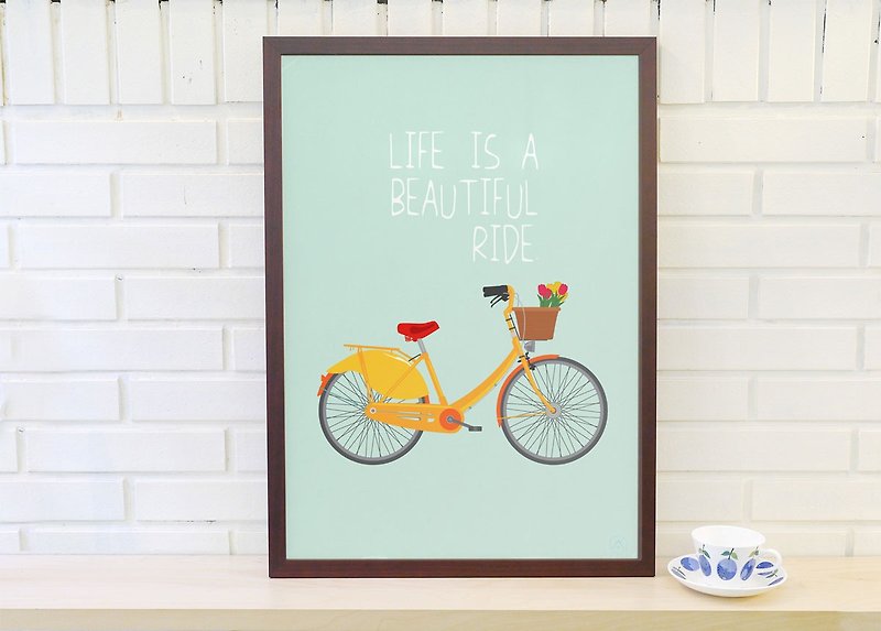 Nordic retro minimalist poster Life is a beautiful ride x1 original without frame - Posters - Paper Orange