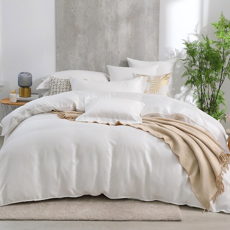 Hongyu 300-woven Tencel thin quilt cover bed bag set Fasilla (double/large/extra large) - เครื่องนอน - วัสดุอื่นๆ ขาว