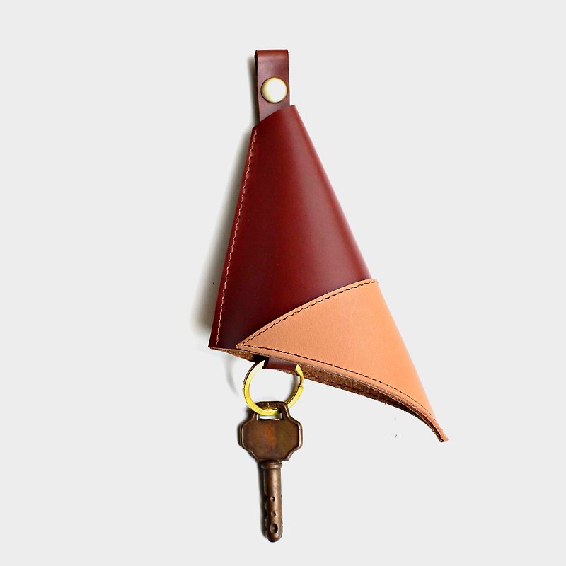【木門的歸宿】牛皮鑰匙包 紅棕色 原色 皮革 客製刻字當禮物 聖誕節 情人節 禮物 - 鑰匙圈/鎖匙扣 - 真皮 卡其色