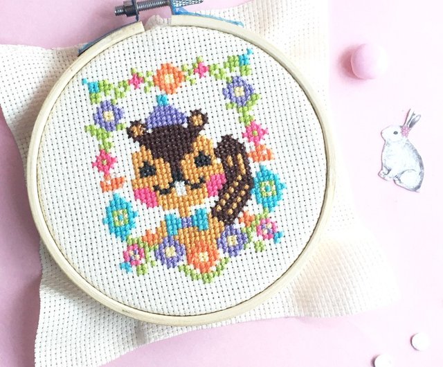 Cross Stitch KIT - Happy mini Cat. Happy Lovely Cheerful Cats