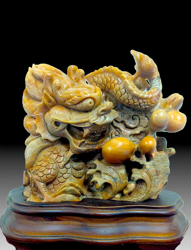 【龍宮舍利】龍王巧雕 戰魂之王 七星龍王之一 強烈衝勁的行動力 - 其他 - 石頭 卡其色